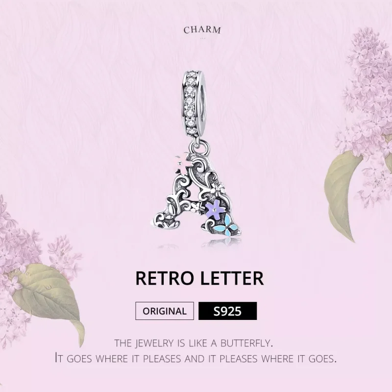(immagine per) Charm Pendente tipo Pandora Lettera di fiori A - SCC1273 - Visualizza 2
