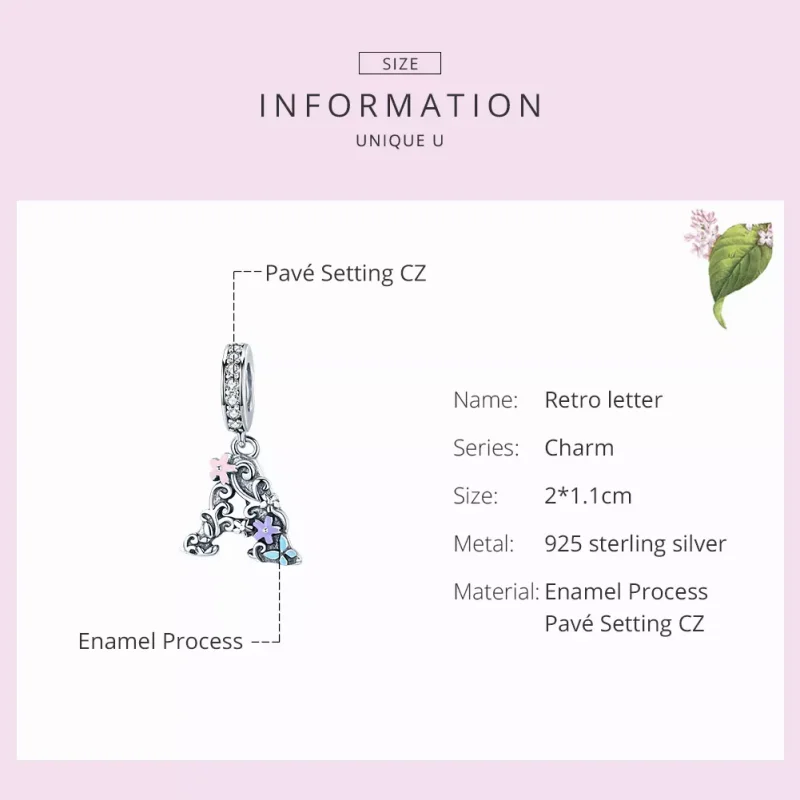 (immagine per) Charm Pendente tipo Pandora Lettera di fiori A - SCC1273 - Visualizza 3