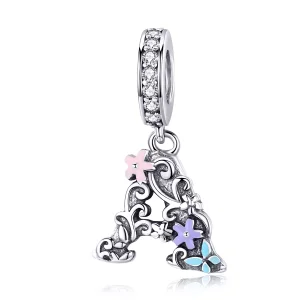 (immagine per) Charm Pendente tipo Pandora Lettera di fiori A - SCC1273