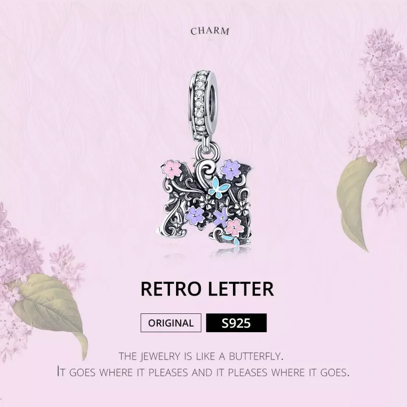 (immagine per) Charm Pendente tipo Pandora Lettera di fiori M - SCC1274 - Visualizza 2