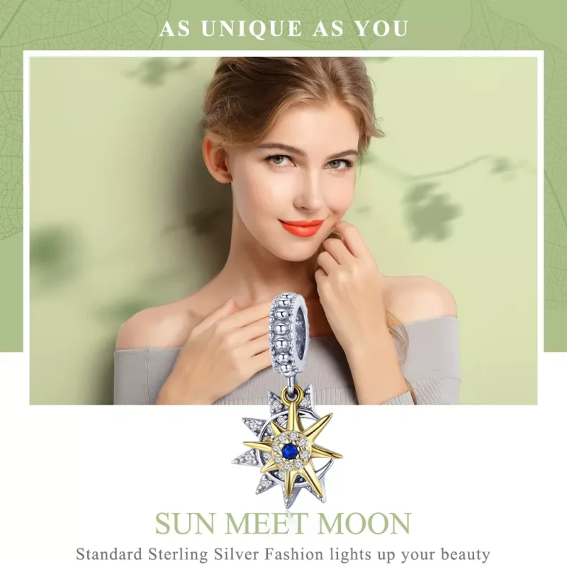 (immagine per) Charm Pendente tipo Pandora Pavé Sole Incontra Luna - SCC1135 - Visualizza 2
