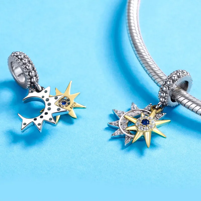 (immagine per) Charm Pendente tipo Pandora Pavé Sole Incontra Luna - SCC1135 - Visualizza 3