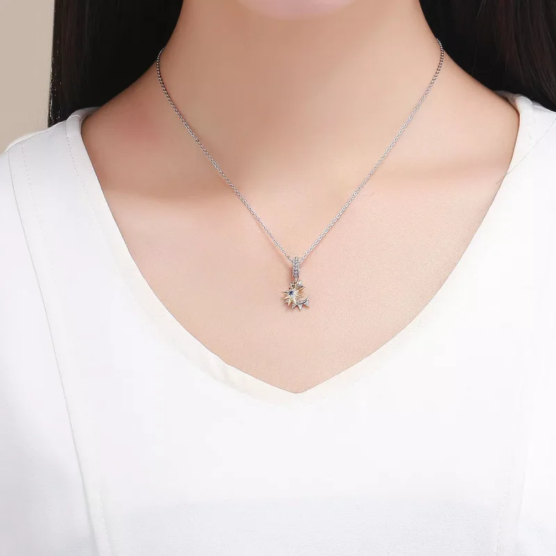 (immagine per) Charm Pendente tipo Pandora Pavé Sole Incontra Luna - SCC1135 - Visualizza 4