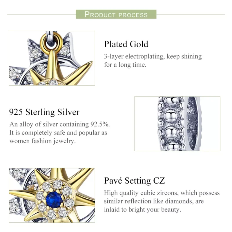 (immagine per) Charm Pendente tipo Pandora Pavé Sole Incontra Luna - SCC1135 - Visualizza 5