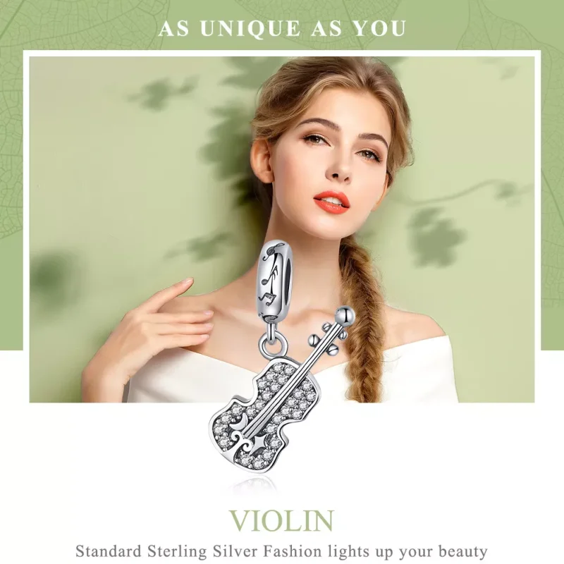 (immagine per) Charm Pendente tipo Pandora Pavé violino - SCC1078 - Visualizza 2