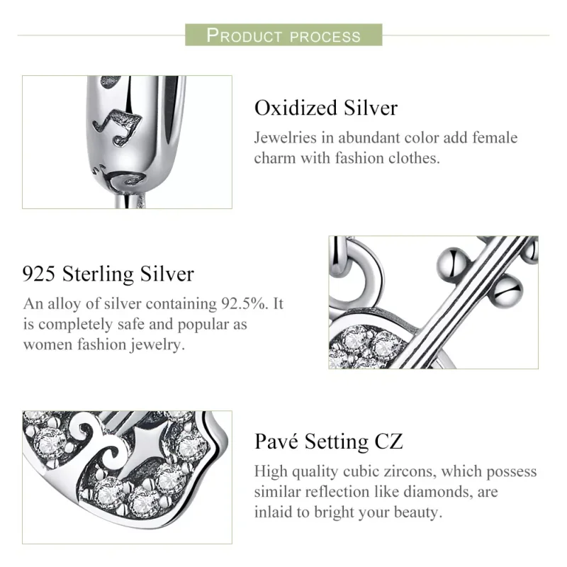 (immagine per) Charm Pendente tipo Pandora Pavé violino - SCC1078 - Visualizza 4