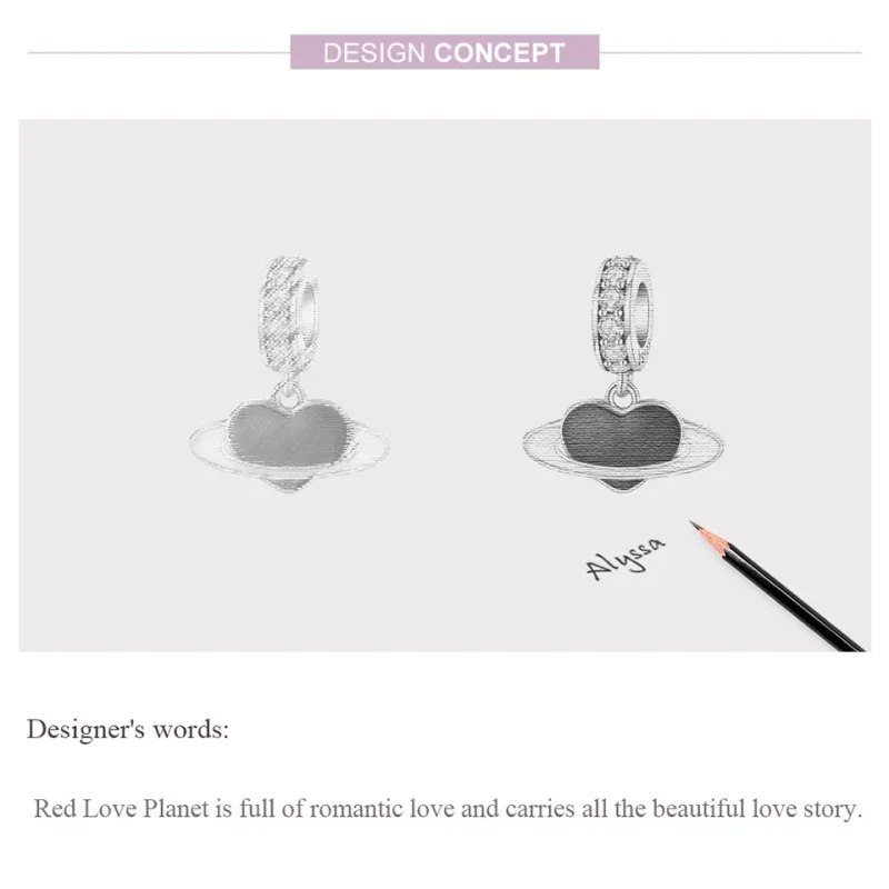 (immagine per) Charm Pendente tipo Pandora Pianeta d'amore - SCC1165 - Visualizza 5