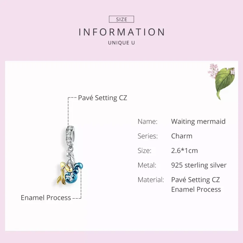(immagine per) Charm Pendente tipo Pandora Sirena in attesa - SCC1166 - Visualizza 3