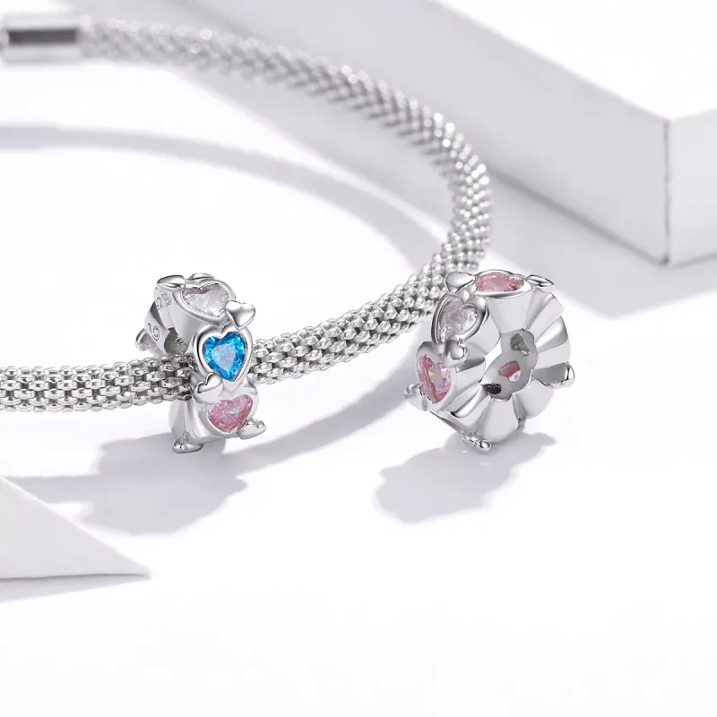(immagine per) Charm tipo Pandora Cuore a cuore - BSC408 - Visualizza 4
