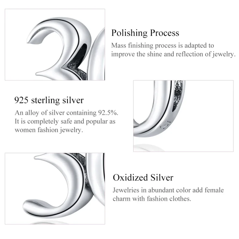 (immagine per) Charm tipo Pandora 30° Compleanno - SCC1622 - Visualizza 7