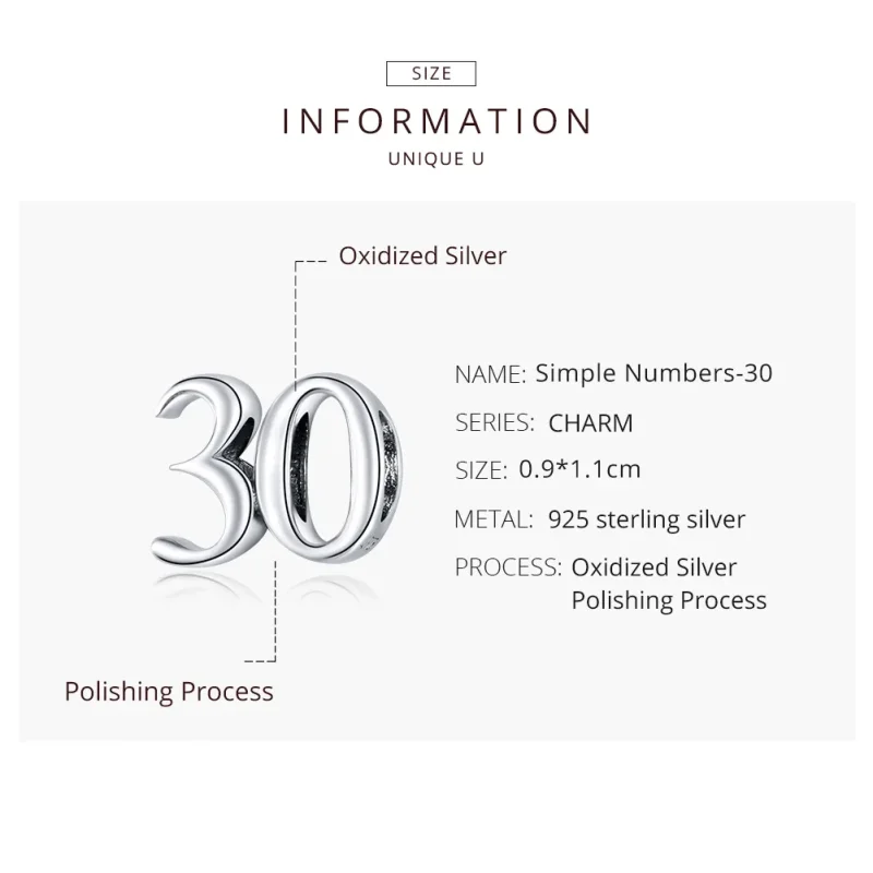 (immagine per) Charm tipo Pandora 30° Compleanno - SCC1622 - Visualizza 8