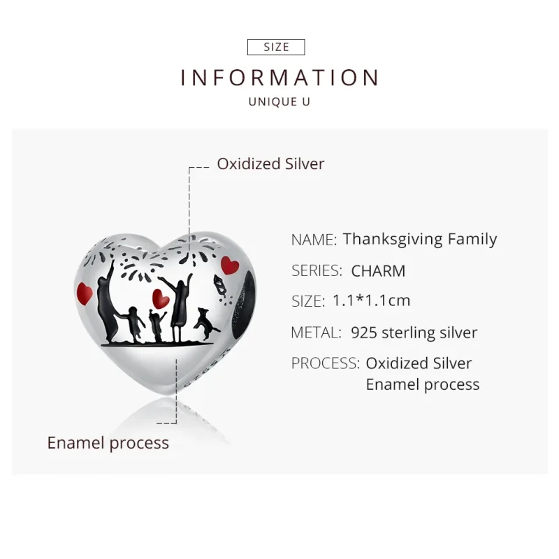 (immagine per) Charm tipo Pandora Amore familiare - SCC1634 - Visualizza 8