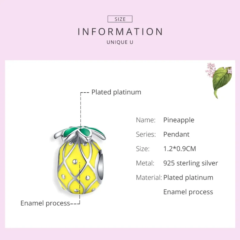 (immagine per) Charm tipo Pandora Ananas - BSC128 - Visualizza 6