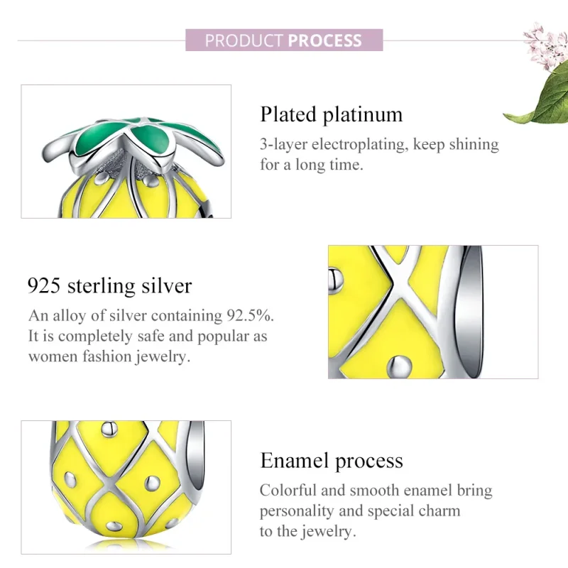 (immagine per) Charm tipo Pandora Ananas - BSC128 - Visualizza 7
