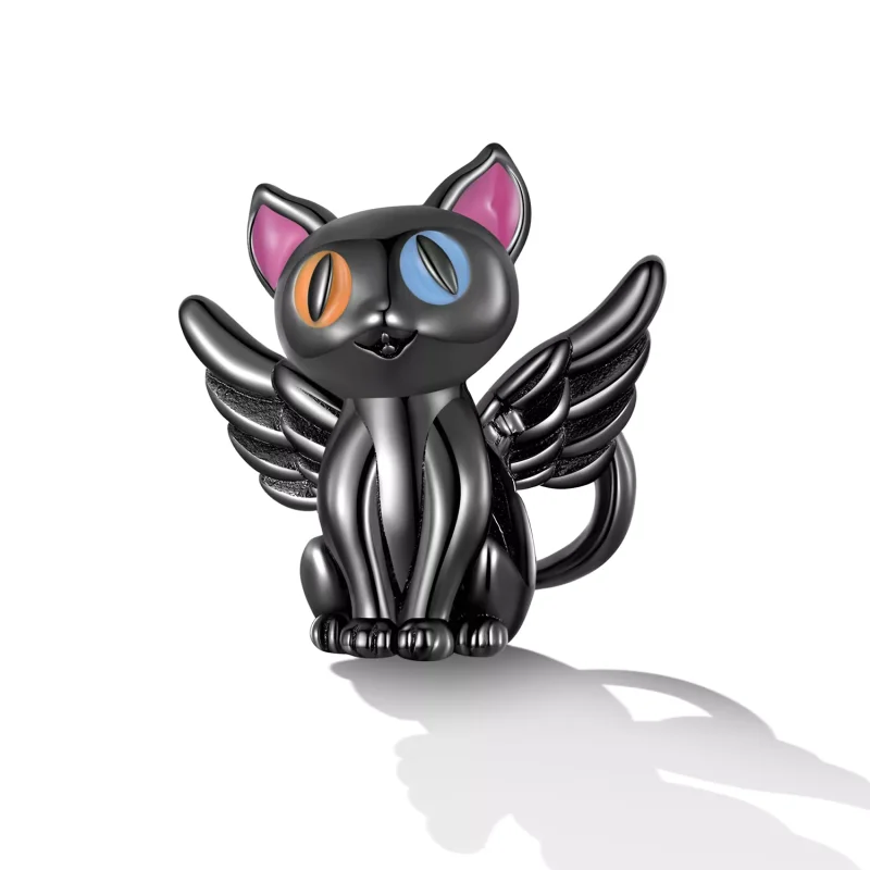 (immagine per) Charm tipo Pandora Angelo Gatto - SCC2299-BK - Visualizza 2