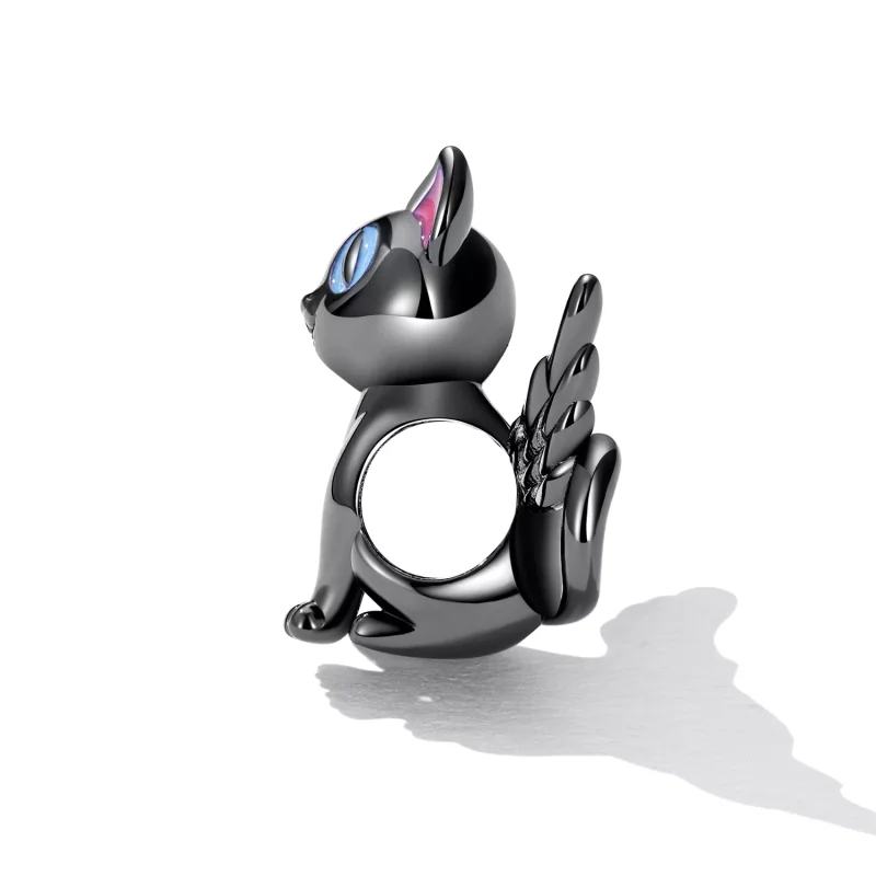 (immagine per) Charm tipo Pandora Angelo Gatto - SCC2299-BK - Visualizza 3