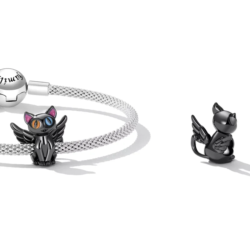 (immagine per) Charm tipo Pandora Angelo Gatto - SCC2299-BK - Visualizza 4