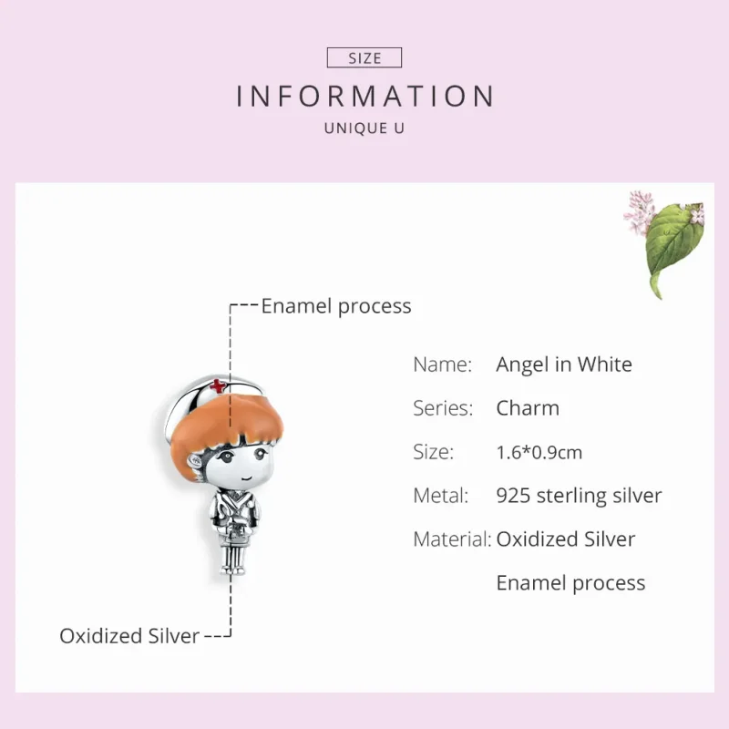 (immagine per) Charm tipo Pandora Angelo in bianco Infermiera Rn - SCC1548 - Visualizza 7