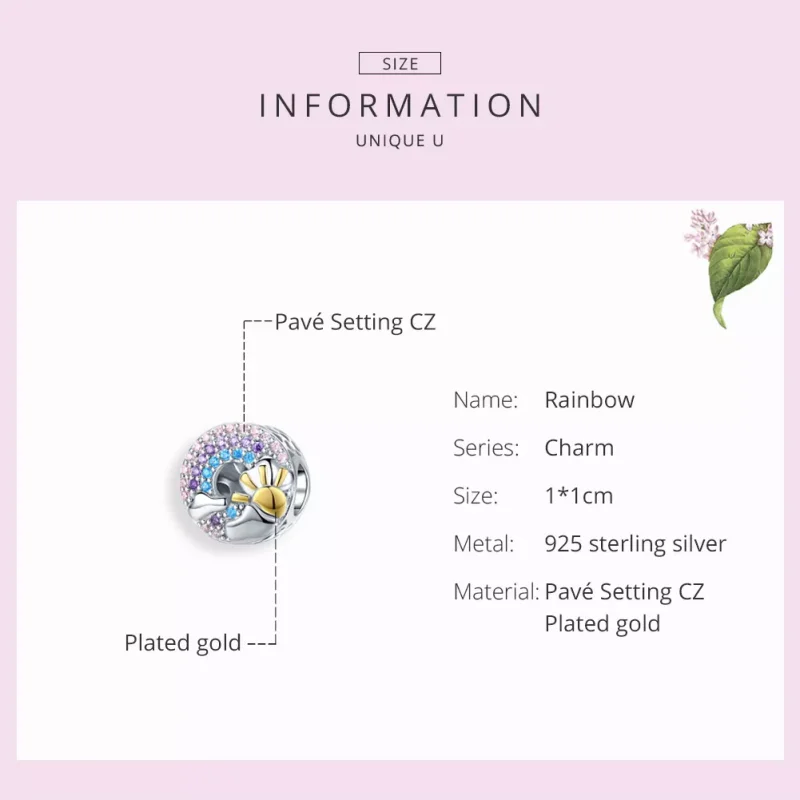 (immagine per) Charm tipo Pandora Arcobaleno e Sole - SCC1255 - Visualizza 3