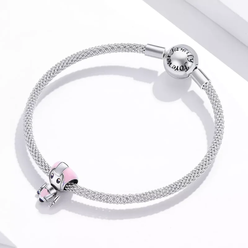 (immagine per) Charm tipo Pandora Baby robot rosa - SCC1774 - Visualizza 3
