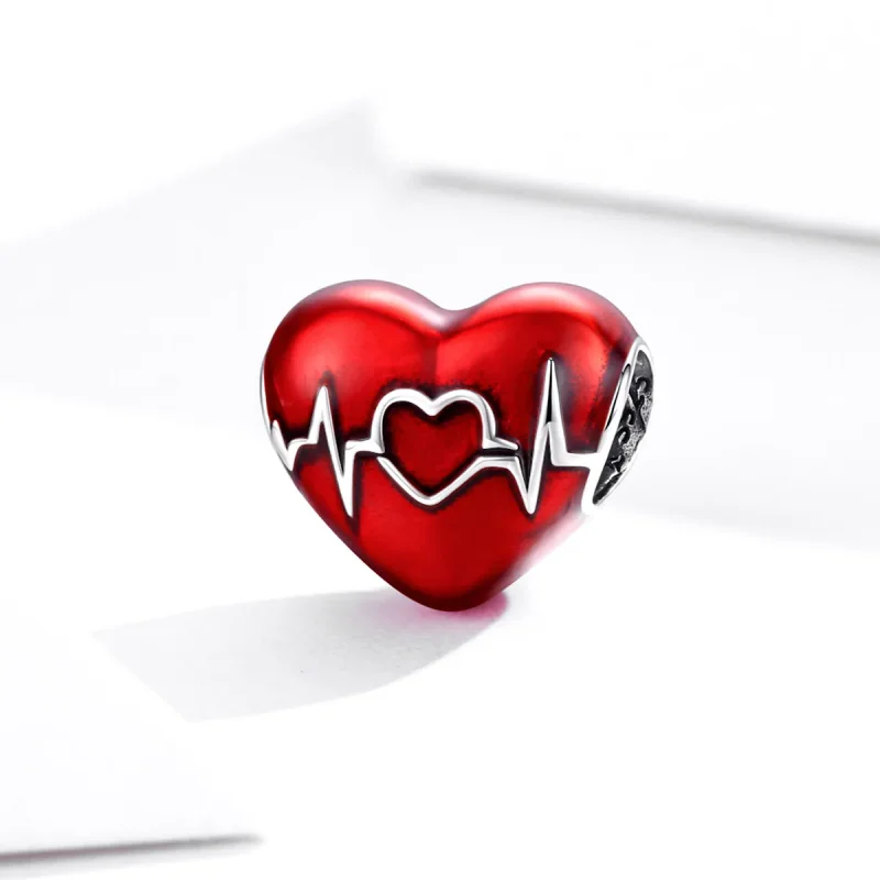 (immagine per) Charm tipo Pandora Battito cardiaco rosso d'amore - SCC1569 - Visualizza 2