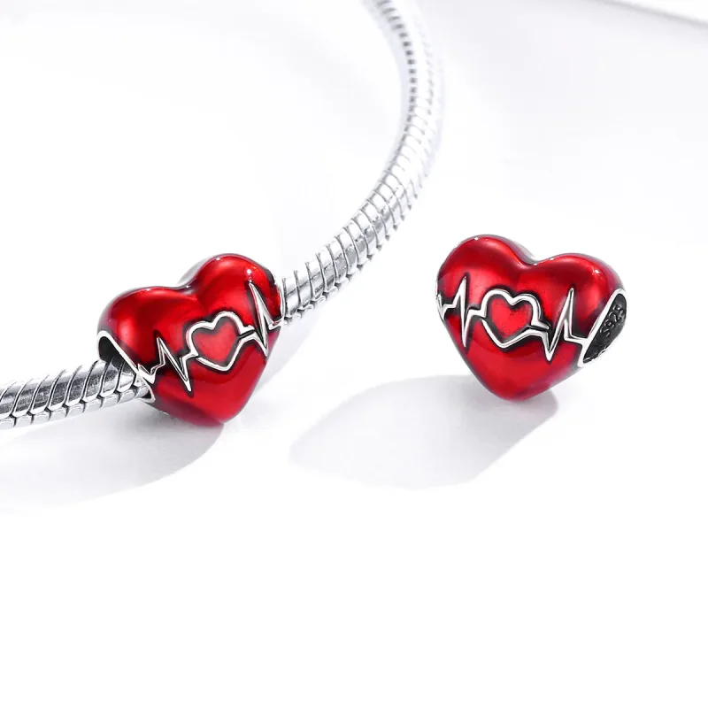 (immagine per) Charm tipo Pandora Battito cardiaco rosso d'amore - SCC1569 - Visualizza 4