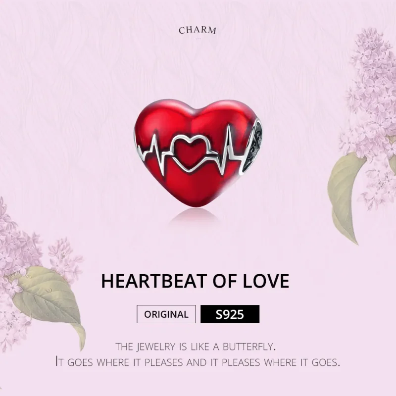 (immagine per) Charm tipo Pandora Battito cardiaco rosso d'amore - SCC1569 - Visualizza 6
