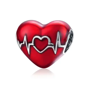 (immagine per) Charm tipo Pandora Battito cardiaco rosso d'amore - SCC1569