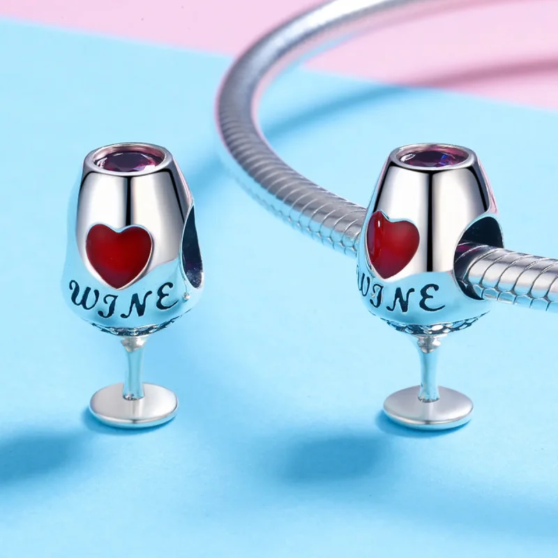 (immagine per) Charm tipo Pandora Bicchiere di vino rosso - SCC788 - Visualizza 3