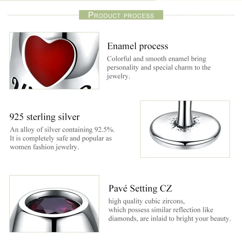 (immagine per) Charm tipo Pandora Bicchiere di vino rosso - SCC788 - Visualizza 7