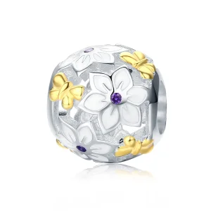 (immagine per) Charm tipo Pandora Bicolore Fiori e farfalle - SCC546