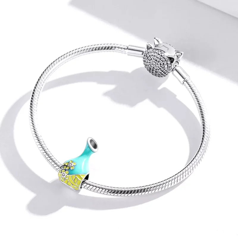 (immagine per) Charm tipo Pandora Bottiglia Di Vino Verde Menta - SCC1920 - Visualizza 3