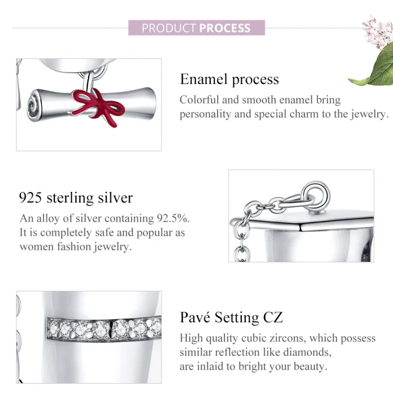 (immagine per) Charm tipo Pandora Cappello di laurea - BSC357 - Visualizza 8