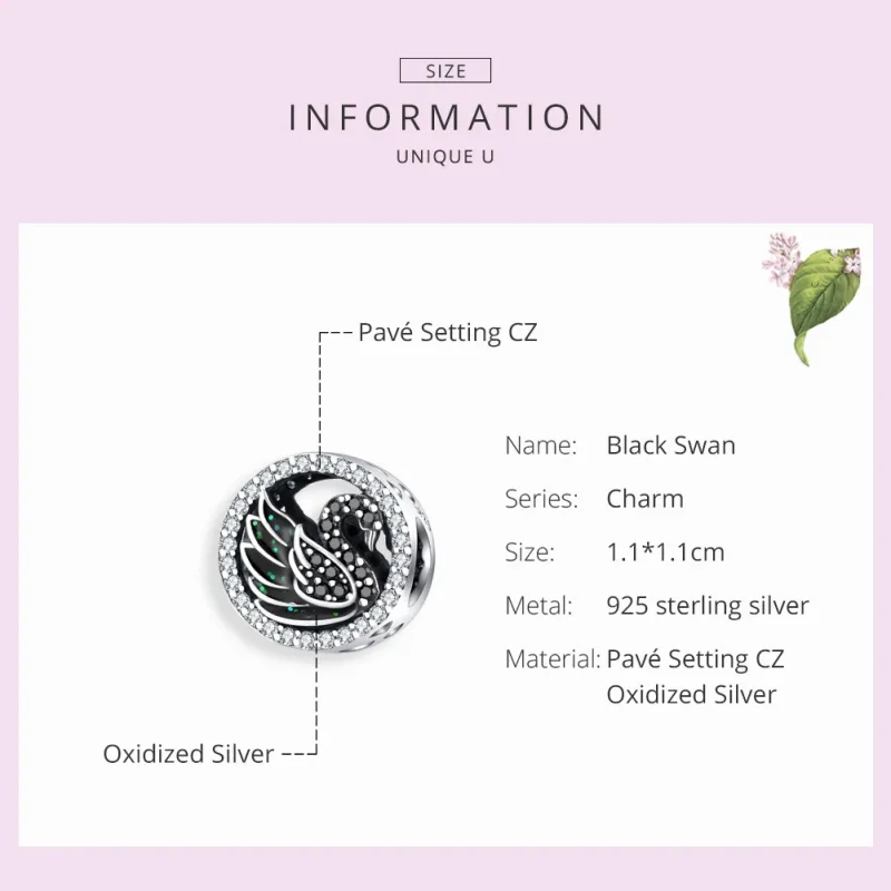 (immagine per) Charm tipo Pandora Cigno nero - SCC1342 - Visualizza 7