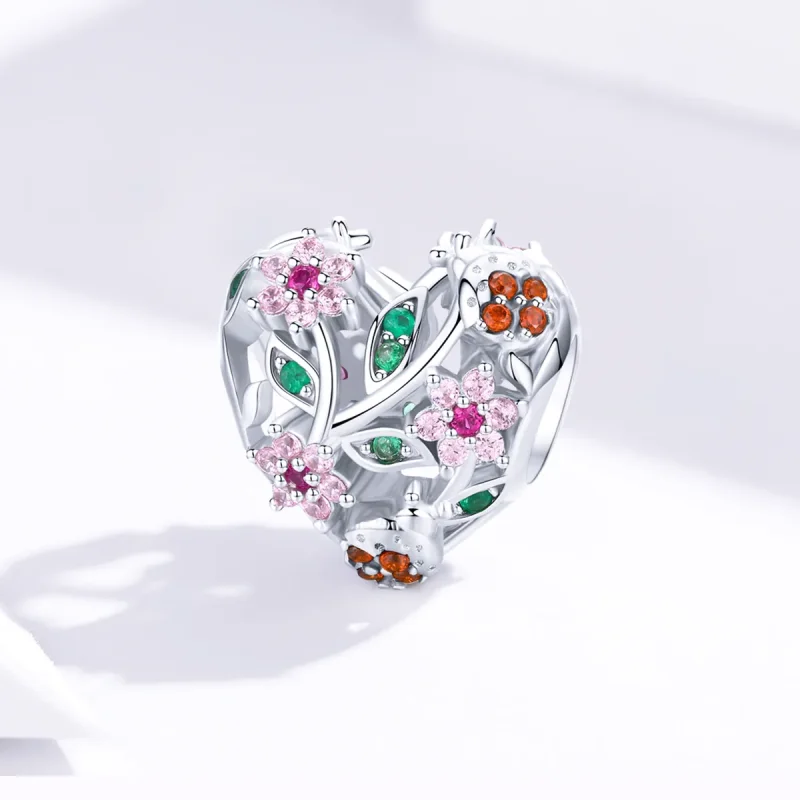 (immagine per) Charm tipo Pandora Coccinella e fiori - BSC117 - Visualizza 2