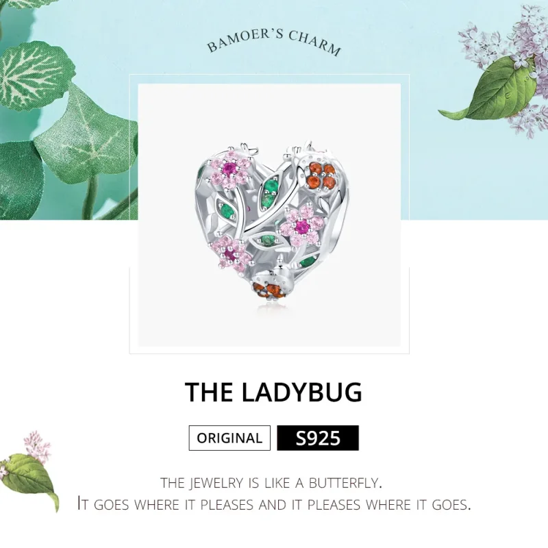(immagine per) Charm tipo Pandora Coccinella e fiori - BSC117 - Visualizza 5