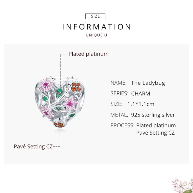 (immagine per) Charm tipo Pandora Coccinella e fiori - BSC117 - Visualizza 6