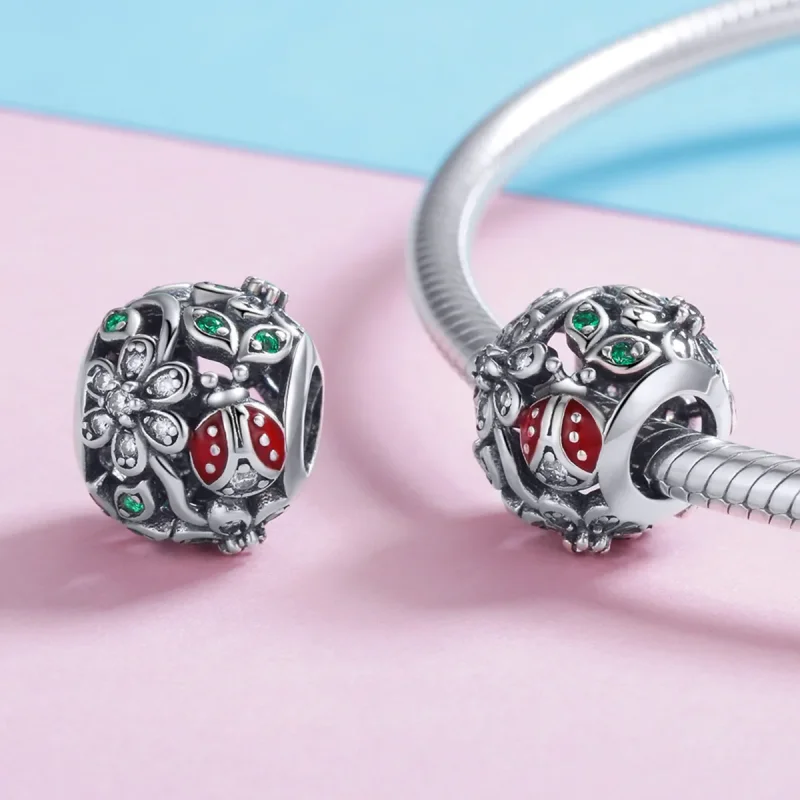 (immagine per) Charm tipo Pandora Coccinelle E Fiori - SCC926 - Visualizza 4