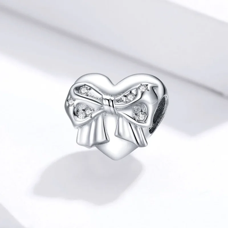 (immagine per) Charm tipo Pandora Cravattino e cuore d'amore - BSC381 - Visualizza 2
