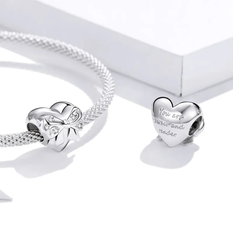 (immagine per) Charm tipo Pandora Cravattino e cuore d'amore - BSC381 - Visualizza 4