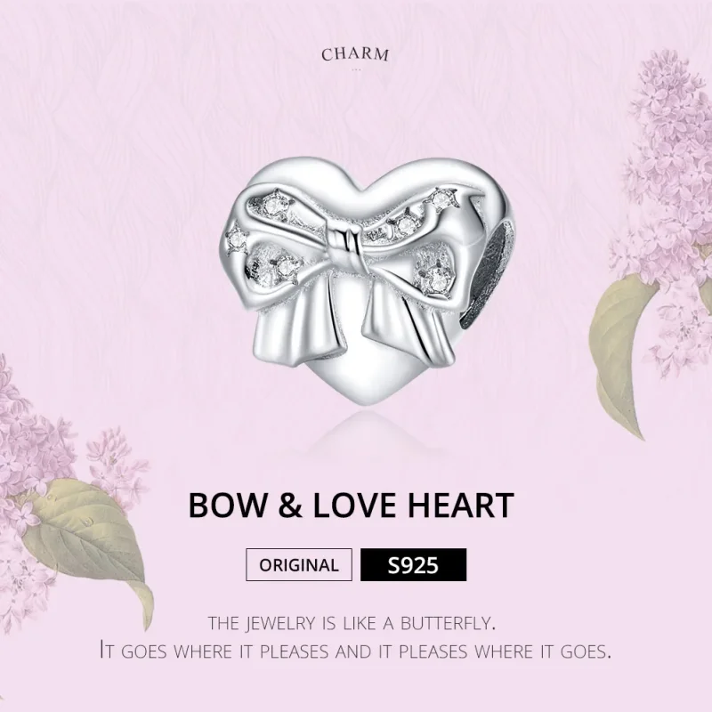 (immagine per) Charm tipo Pandora Cravattino e cuore d'amore - BSC381 - Visualizza 6