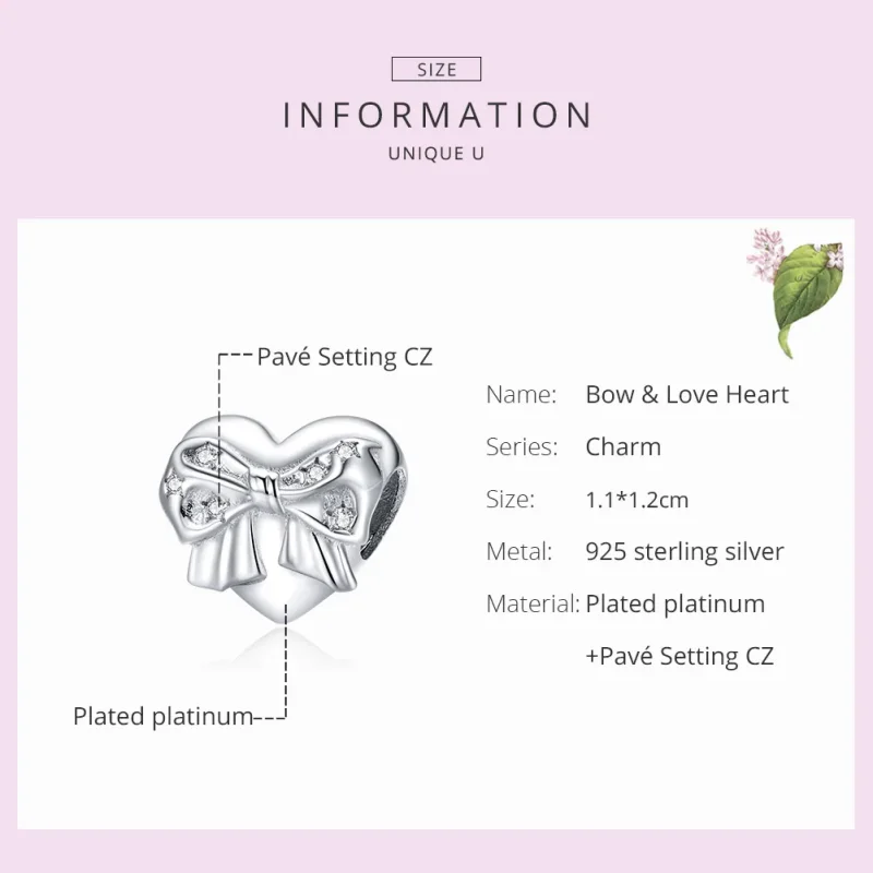 (immagine per) Charm tipo Pandora Cravattino e cuore d'amore - BSC381 - Visualizza 7