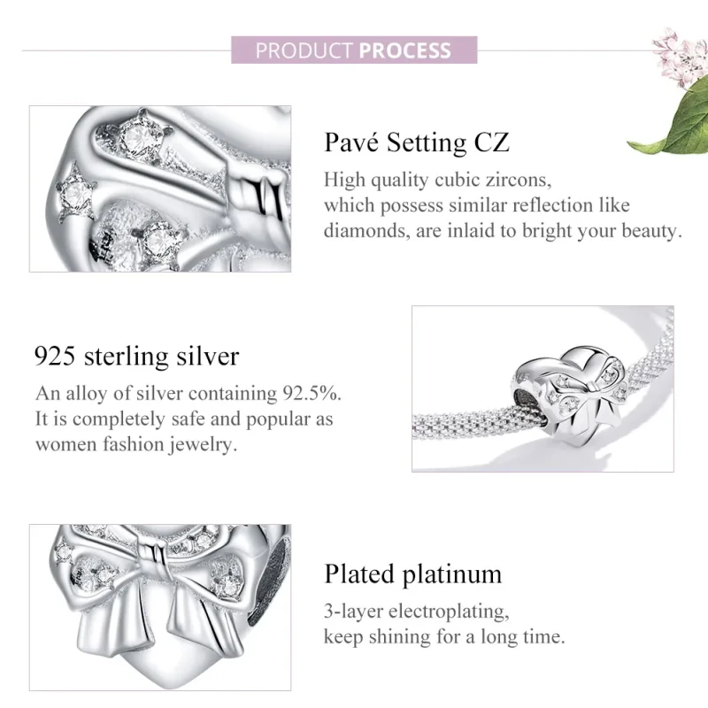 (immagine per) Charm tipo Pandora Cravattino e cuore d'amore - BSC381 - Visualizza 8