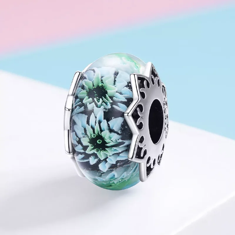 (immagine per) Charm tipo Pandora Crisantemo ciano - SCC1011 - Visualizza 2