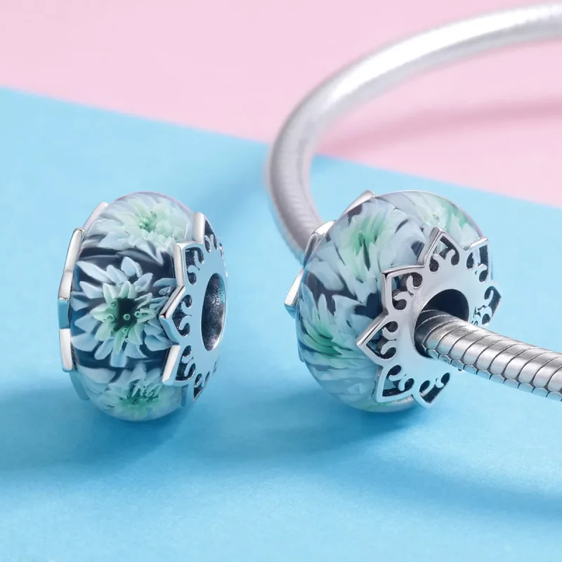 (immagine per) Charm tipo Pandora Crisantemo ciano - SCC1011 - Visualizza 4