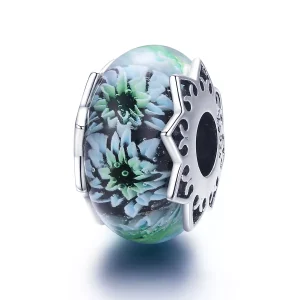 (immagine per) Charm tipo Pandora Crisantemo ciano - SCC1011
