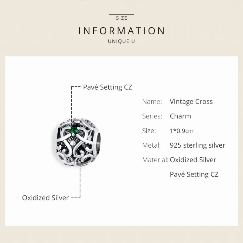 (immagine per) Charm tipo Pandora Croce d'epoca - SCC1511 - Visualizza 6