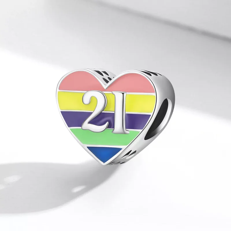 (immagine per) Charm tipo Pandora Cuore arcobaleno - BSC548 - Visualizza 2