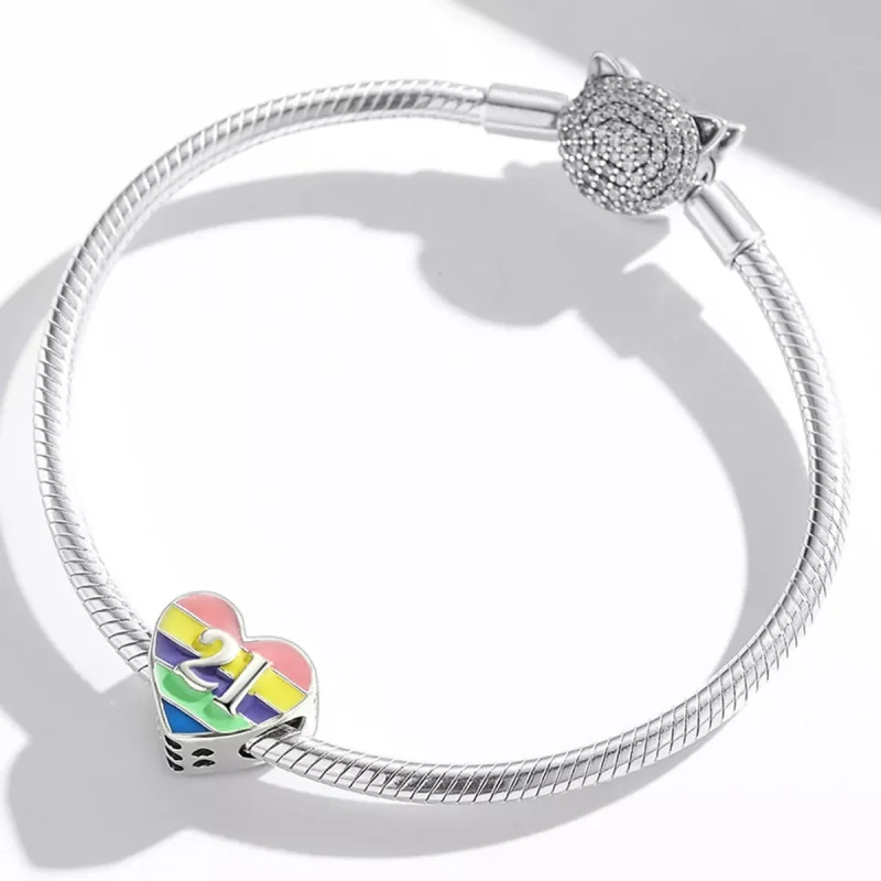 (immagine per) Charm tipo Pandora Cuore arcobaleno - BSC548 - Visualizza 3