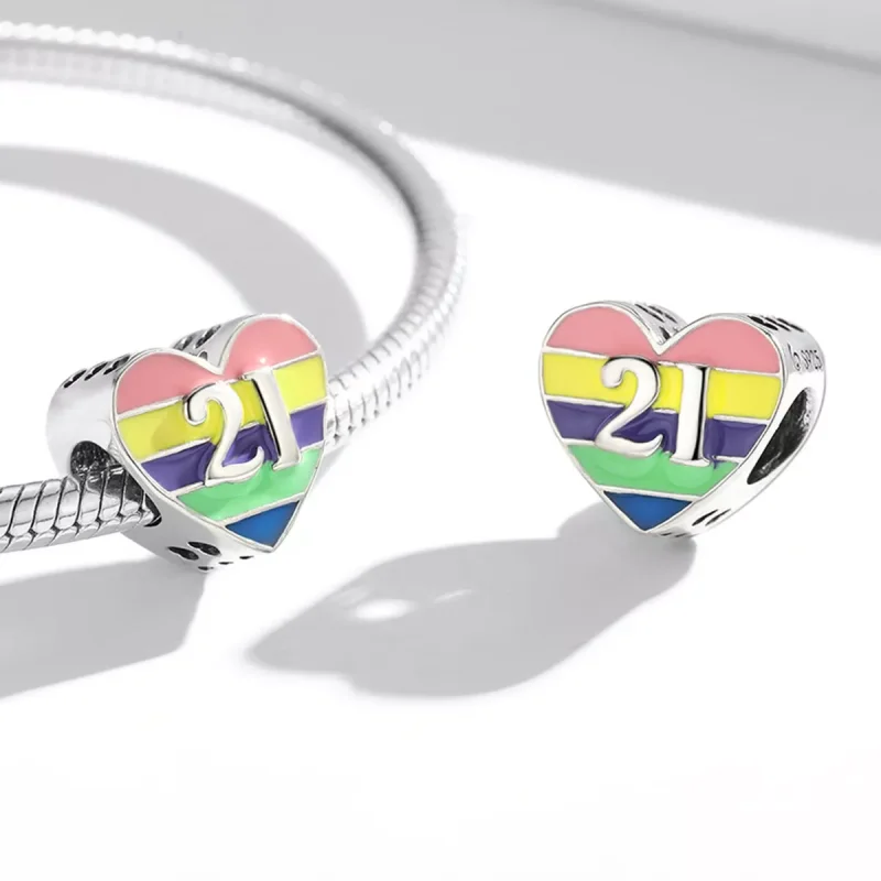 (immagine per) Charm tipo Pandora Cuore arcobaleno - BSC548 - Visualizza 4